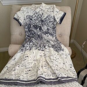 Navy and cream dress
